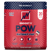 EBOOST POW frente del envase mostrando sabor Patriot Pop y facilidad de uso