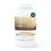 EcoNugenics frasco Ten Mushroom frontal mostrando etiqueta y beneficios