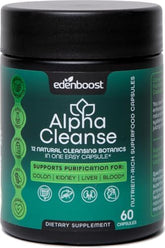 EdenBoost envase frontal mostrando AlphaCleanse y beneficio de apoyo hepático