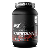 EFX Sports frasco Karbolyn Fuel en primer plano, identificación clara del producto y sabor