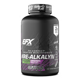 EFX Sports bote frontal mostrando Kre-Alkalyn EFX y ventajas de pH corregido