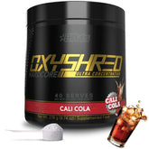 EHP Labs OxyShred frontal del envase mostrando 40 servicios y beneficio energético