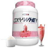 EHP Labs OxyWhey frente del envase mostrando etiqueta y beneficio alto en proteína