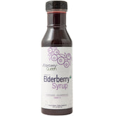 Elderberry Queen botella frontal mostrando la etiqueta orgánica y claridad del producto