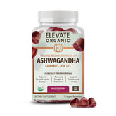 ELEVATE ORGANIC frasco frontal mostrando logotipo y cantidad, ofrece confianza orgánica