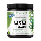 Emerald Labs frasco frontal mostrando el polvo y rotulado claro para compra informada