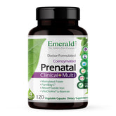 EMERALD LABS frasco frontal que muestra el multivitamínico prenatal, ofrece confianza