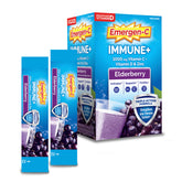 Emergen-C frente del empaque elderberry mostrando cantidad y beneficios