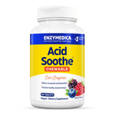 Enzymedica envase frontal de Acid Soothe masticable mostrando diseño y cantidad