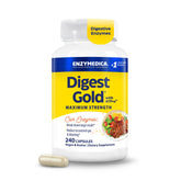 Enzymedica Digest Gold frente del envase mostrando 240 cápsulas y conveniencia