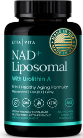 Etta Vita frasco frontal que muestra la fórmula liposomal y beneficios energéticos