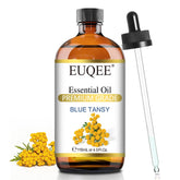 EUQEE botella frontal Blue Tansy mostrando protección y presentación