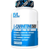 Evlution envase frontal L-Carnitine mostrando etiqueta y ventaja sin estimulantes