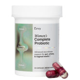 Envase Evvy frente mostrando diseño y beneficio triple para mujeres