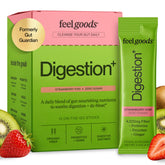 Feel Goods empaque frontal que muestra stick packs y beneficios digestivos