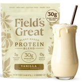 Field's Great envase frontal vainilla mostrando etiqueta clara y beneficios