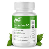 FIQ frasco delante mostrando etiqueta clara y beneficio de metabolismo de histamina