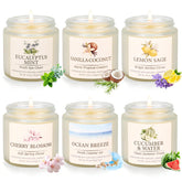 FKJOL set 6 velas frontal mostrando caja elegante y tarros esmerilados