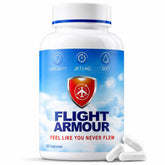Flight Armour envase frontal mostrando etiqueta y beneficio viajero