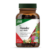 Floradix envase frontal mostrando diseño y beneficios para energía