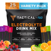 Fluid Tactical frente del empaque mostrando 25 sobres, práctico para transportar