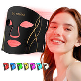 FOLOKE mascarilla LED frontal mostrando diseño ergonómico y ajuste cómodo