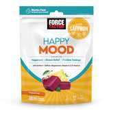 Force Factor empaque frontal Happy Mood mostrando formato de 30 caramelos y beneficio bienestar
