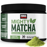 Force Factor frente del envase Mighty Matcha mostrando marca y porciones