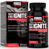 Force Factor envase frontal Test X180 Ignite mostrando diseño y beneficio energizante