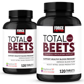 Force Factor total beets vista frontal del frasco con beneficio circulatorio