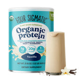 Four Sigmatic envase frontal sabor vainilla con diseño claro y beneficios visibles
