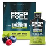Frog Fuel frontal del empaque mostrando 24 shots y conveniencia