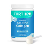 Further Food envase frontal del colágeno marino sin sabor mostrando marca y tamaño