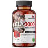 Futurebiotics CLA frasco frontal mostrando diseño y cantidad de 120 softgels