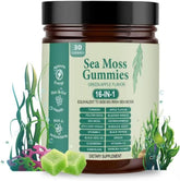 FW ZONE frasco frontal de Sea Moss Gummies mostrando diseño y cantidad