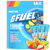 G Fuel frente del empaque mostrando sabores y cantidad de sobres, práctico para elegir