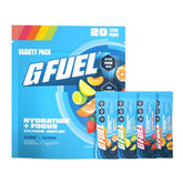 G Fuel frente del empaque mostrando sobres y beneficios de hidratación