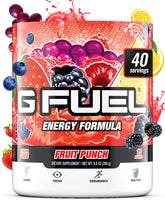 G Fuel vista frontal del envase mostrando el diseño y conveniencia