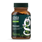 Gaia Herbs envase frontal de Bacopa mostrando diseño y beneficio cognitivo