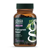 Gaia Herbs envase frontal mostrando fenogreco, beneficio apoyo a la lactancia