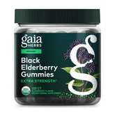 Gaia Herbs frasco frente mostrando gomitas orgánicas y fácil dosificación