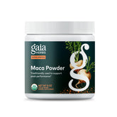 Gaia Herbs envase frontal de Maca orgánica, confianza y calidad