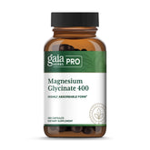 Gaia Herbs PRO botella frontal mostrando magnesio glicinato y beneficios de absorción