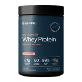 Gainful vista frontal del envase que destaca su fórmula sin sabor y 21 g proteína