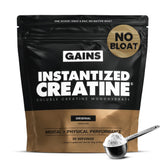 GAINS IN BULK envase frontal mostrando diseño y cantidad, beneficio de transparencia