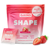 Gains in Bulk envase frontal del producto mostrando sobres y logo, ideal para identificar el suplemento