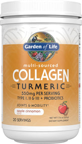 Garden of Life envase frontal mostrando la marca y el sabor manzana canela