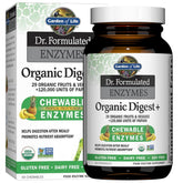 Garden of Life frasco frontales mostrando 90 masticables y beneficio digestivo