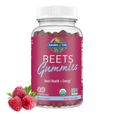 Garden of Life empaque frontal de Beets Gummies mostrando beneficio vascular