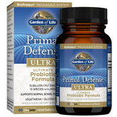 Garden of Life frasco frontal mostrando Primal Defense Ultra y fácil identificación
